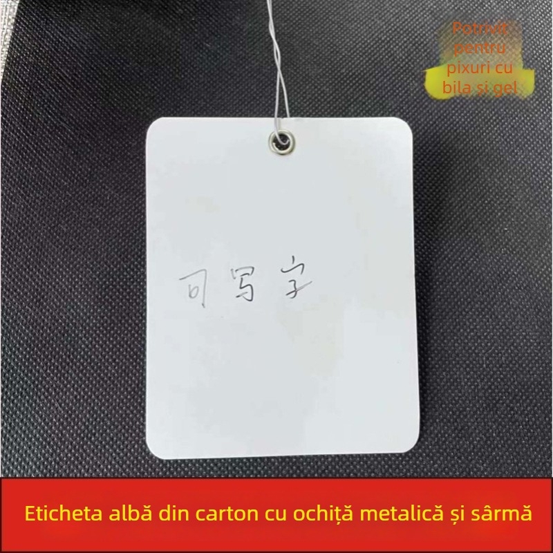 Etichetă goală pentru agățat haine cu cataramă metalică și sârmă, hârtie acoperită, personalizabilă