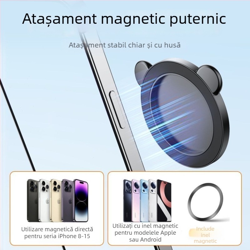 Oglindă magnetică de selfie pentru telefoane, cu stabilizare a imaginii, Bluetooth și telecomandă, stil universal, din plastic