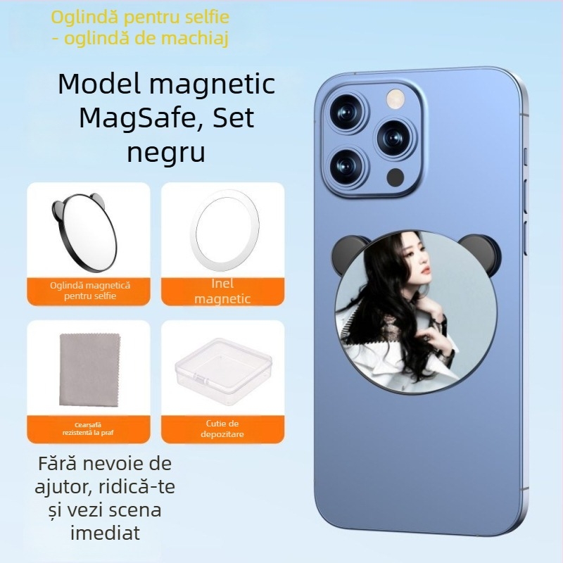 Oglindă magnetică de selfie pentru telefoane, cu stabilizare a imaginii, Bluetooth și telecomandă, stil universal, din plastic