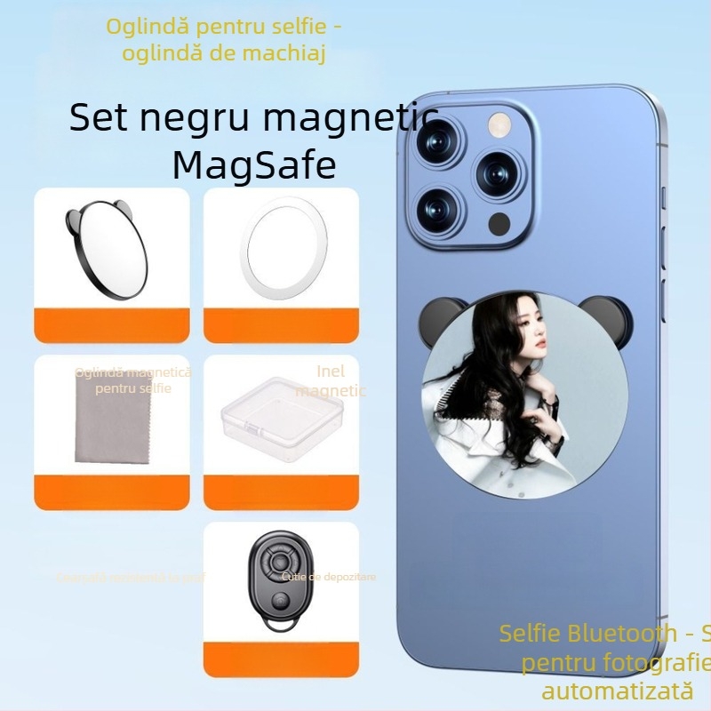 Oglindă magnetică de selfie pentru telefoane, cu stabilizare a imaginii, Bluetooth și telecomandă, stil universal, din plastic
