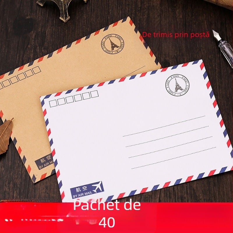 Set de papetărie cu plicuri și foi de scris, stil chinezesc retro, plicuri cu fereastră, 56 de bucăți