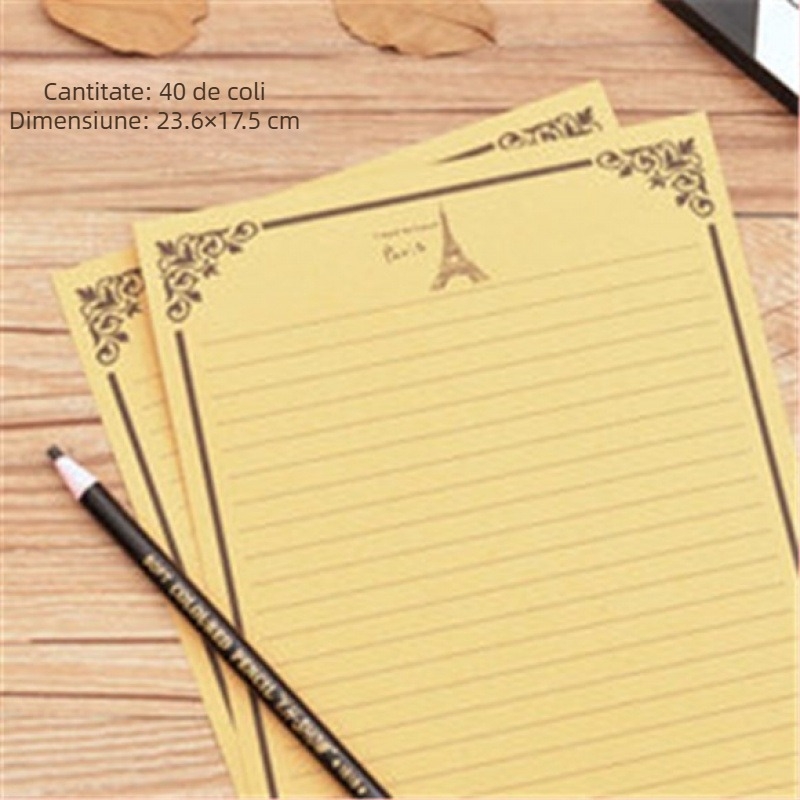 Set de papetărie cu plicuri și foi de scris, stil chinezesc retro, plicuri cu fereastră, 56 de bucăți