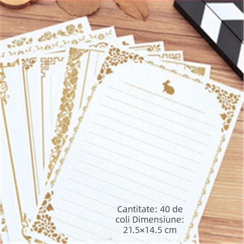 Set de papetărie cu plicuri și foi de scris, stil chinezesc retro, plicuri cu fereastră, 56 de bucăți