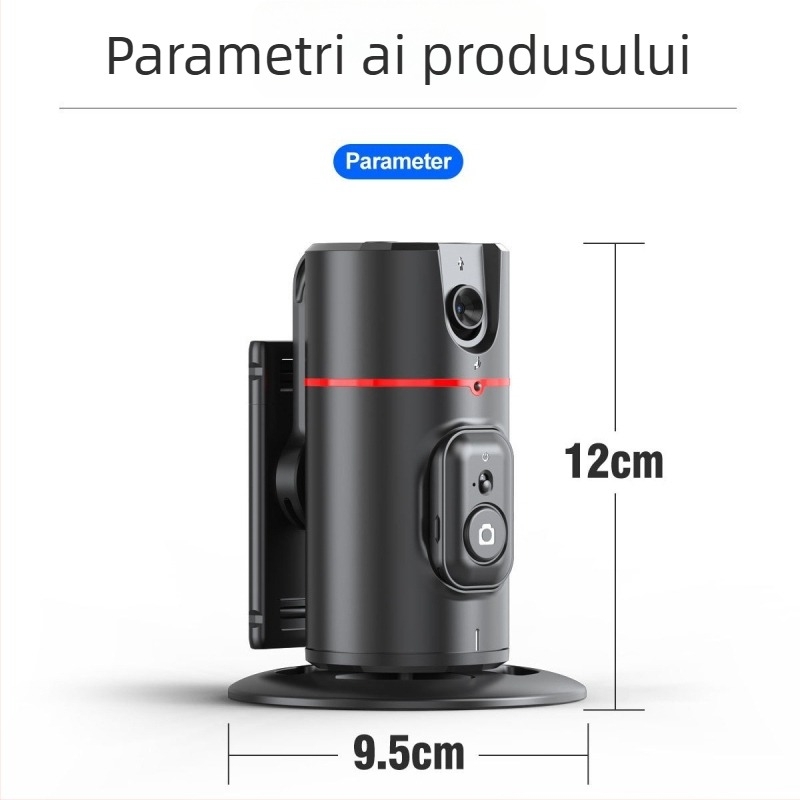 Gimbal pentru telefon cu recunoaștere facială, urmărire panoramică 360°, suport de birou, telecomandă Bluetooth inclusă, stabilizare imagine