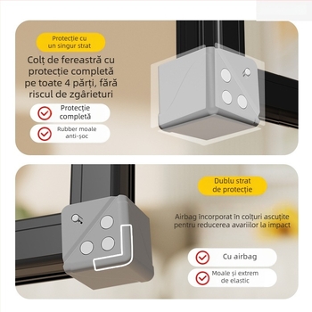 Protector de colț din aluminiu pentru fereastră - anti-coliziune, deschidere interioară, husă de protecție