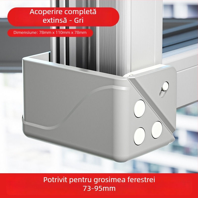 Protector de colț din aluminiu pentru fereastră - anti-coliziune, deschidere interioară, husă de protecție