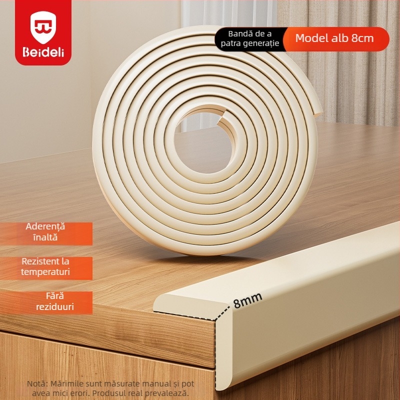 Bedeli bandă protectie colț anti-coliziune pentru copii – ecologic, non-toxic, protecție a colțului mesei, formă pătrată, pachet 80 buc.
