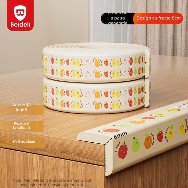 Bedeli bandă protectie colț anti-coliziune pentru copii – ecologic, non-toxic, protecție a colțului mesei, formă pătrată, pachet 80 buc.