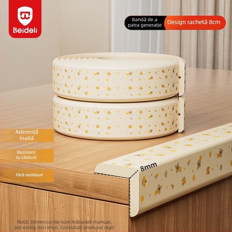 Bedeli bandă protectie colț anti-coliziune pentru copii – ecologic, non-toxic, protecție a colțului mesei, formă pătrată, pachet 80 buc.
