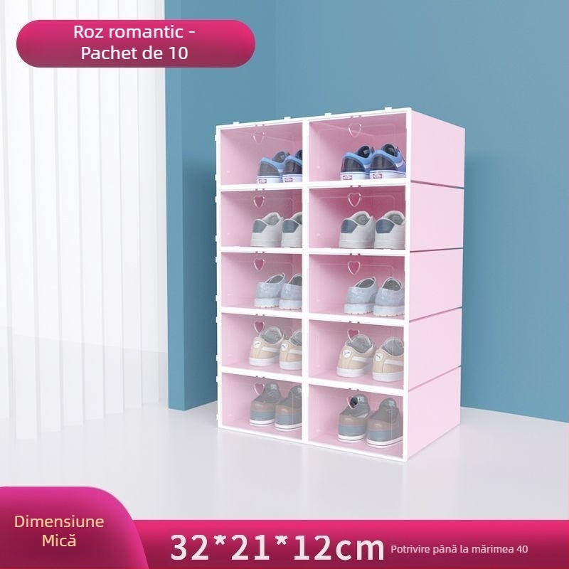 Cutie de depozitare pentru pantofi, set de 20 bucăți, din plastic transparent, cu design simplu și modern, multi-etaj, cu șezut