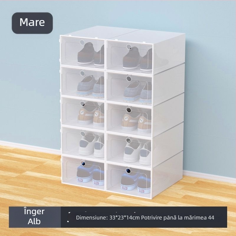 Cutie de depozitare pentru pantofi, set de 20 bucăți, din plastic transparent, cu design simplu și modern, multi-etaj, cu șezut