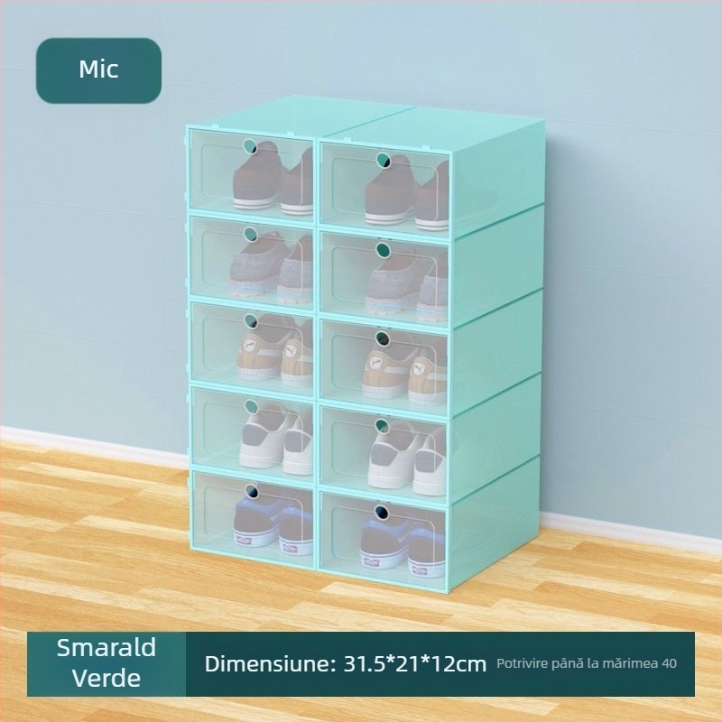 Cutie de depozitare pentru pantofi, set de 20 bucăți, din plastic transparent, cu design simplu și modern, multi-etaj, cu șezut