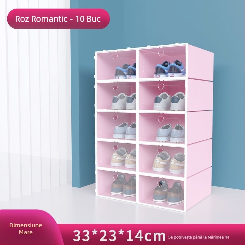 Cutie de depozitare pentru pantofi, set de 20 bucăți, din plastic transparent, cu design simplu și modern, multi-etaj, cu șezut