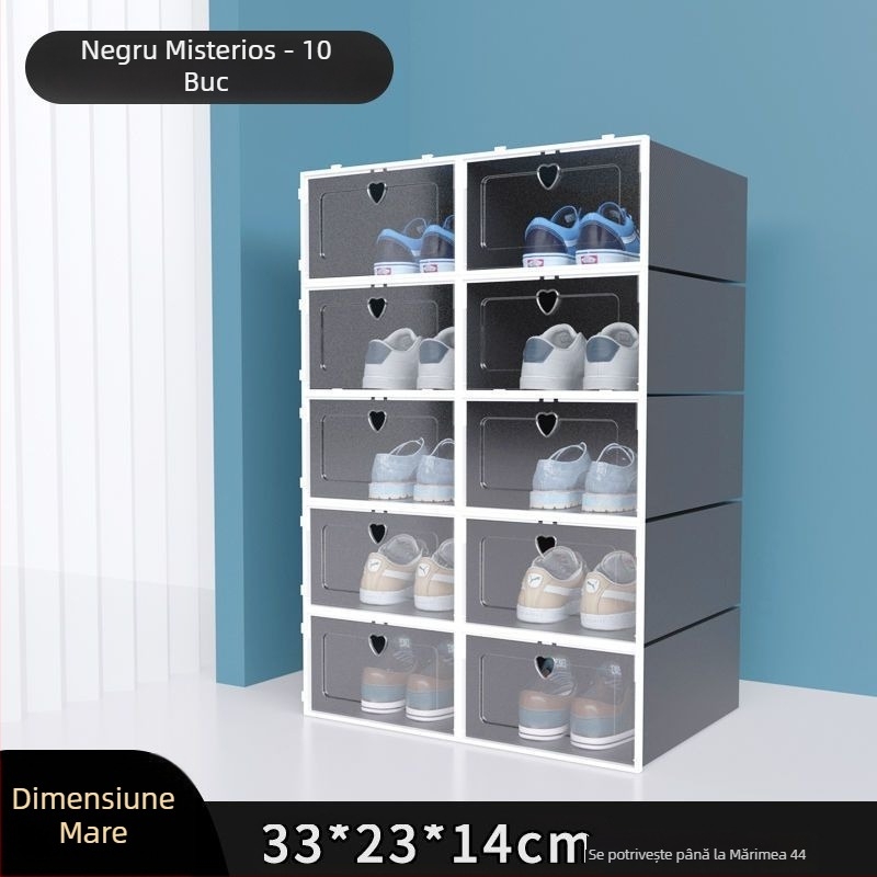 Cutie de depozitare pentru pantofi, set de 20 bucăți, din plastic transparent, cu design simplu și modern, multi-etaj, cu șezut