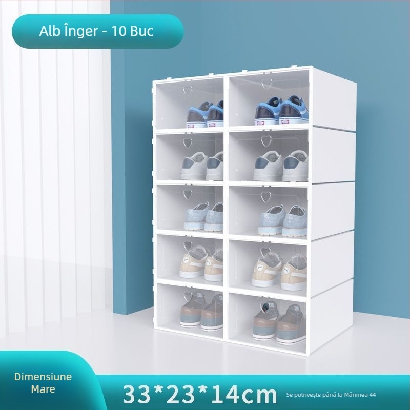 Cutie de depozitare pentru pantofi, set de 20 bucăți, din plastic transparent, cu design simplu și modern, multi-etaj, cu șezut