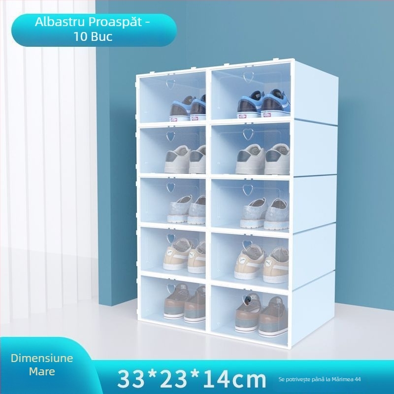 Cutie de depozitare pentru pantofi, set de 20 bucăți, din plastic transparent, cu design simplu și modern, multi-etaj, cu șezut