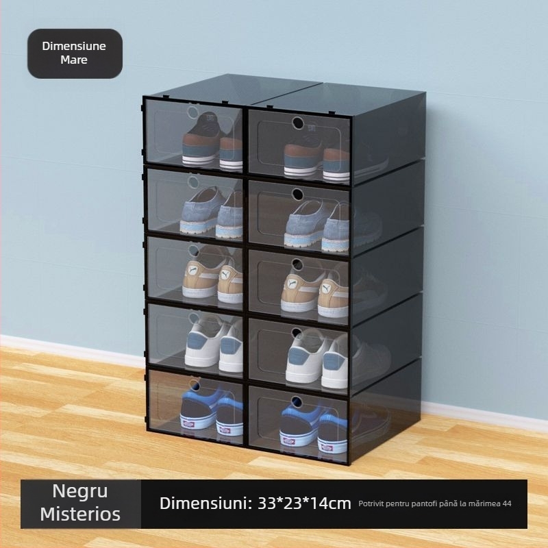 Cutie de depozitare pentru pantofi, set de 20 bucăți, din plastic transparent, cu design simplu și modern, multi-etaj, cu șezut