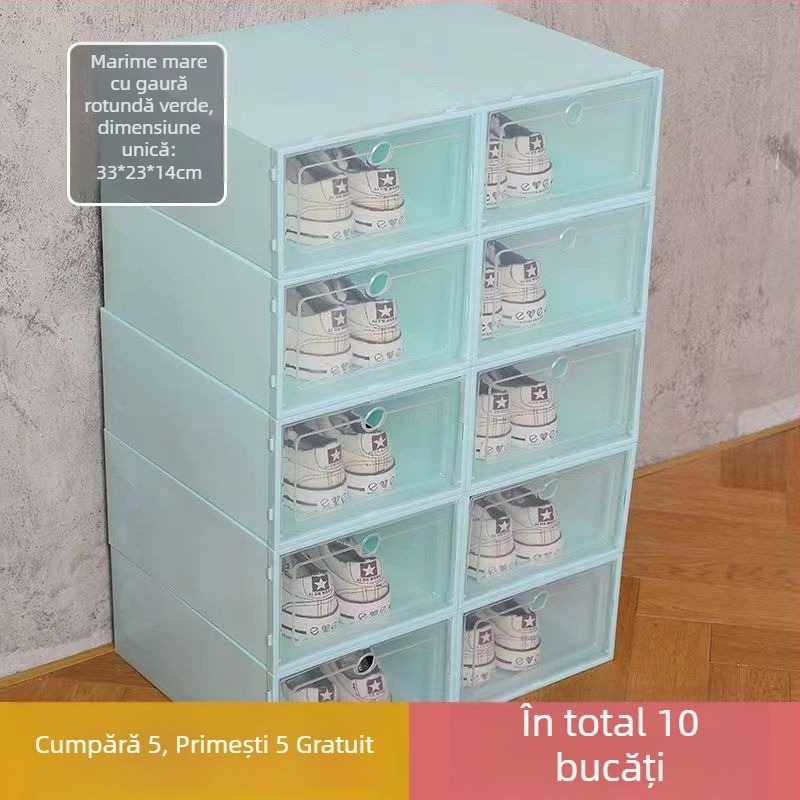 Cutie de depozitare pentru pantofi, set de 20 bucăți, din plastic transparent, cu design simplu și modern, multi-etaj, cu șezut