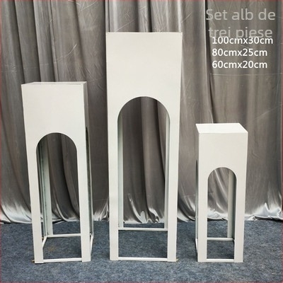 Decorațiuni de nuntă din fier forjat - masă cilindrică pentru deserturi, vitrină pentru torturi, personalizabilă, ambalată în carton