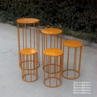 Decorațiuni de nuntă din fier forjat - masă cilindrică pentru deserturi, vitrină pentru torturi, personalizabilă, ambalată în carton