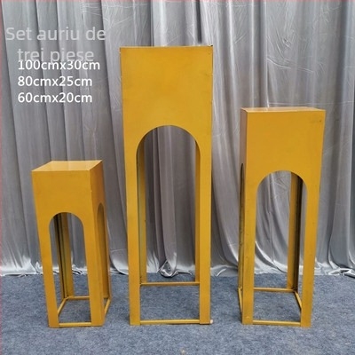 Decorațiuni de nuntă din fier forjat - masă cilindrică pentru deserturi, vitrină pentru torturi, personalizabilă, ambalată în carton