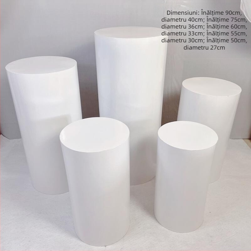 Decorațiuni de nuntă din fier forjat - masă cilindrică pentru deserturi, vitrină pentru torturi, personalizabilă, ambalată în carton