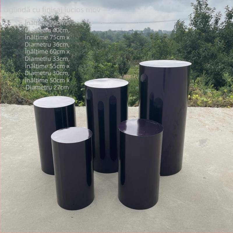 Decorațiuni de nuntă din fier forjat - masă cilindrică pentru deserturi, vitrină pentru torturi, personalizabilă, ambalată în carton