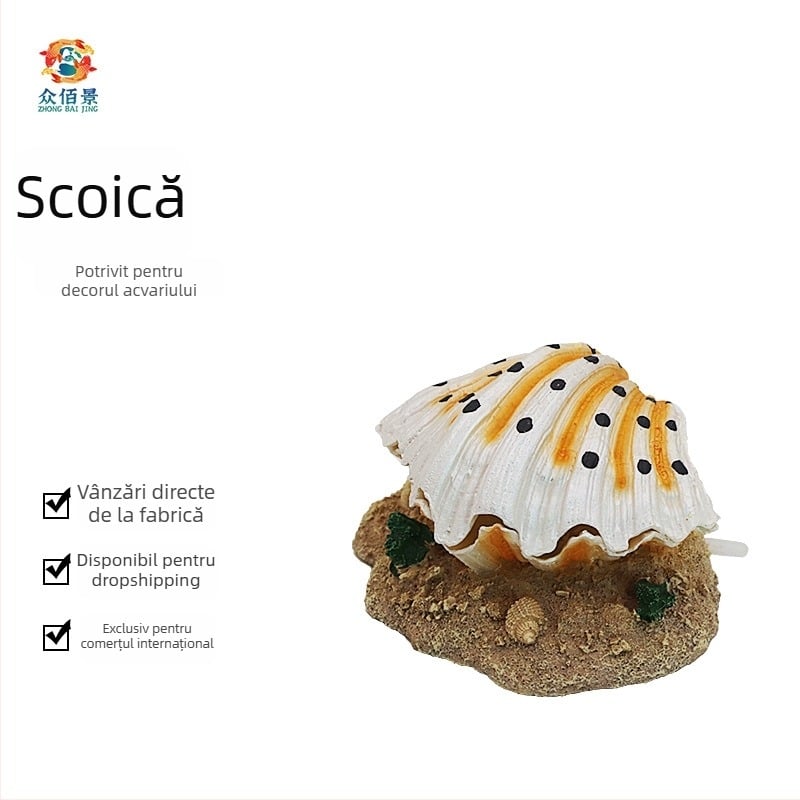 Decorațiune pentru acvariu în stil scoică, bule pentru oxigenare, rășină ecologică, 210 g, set de 60 bucăți