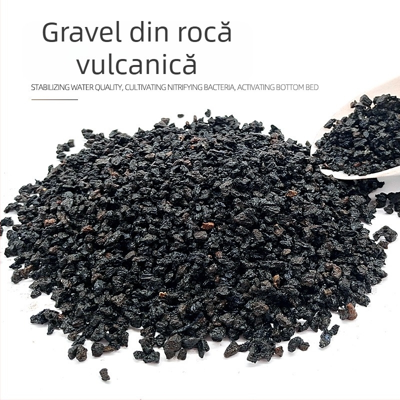 Pietre vulcanice negre pentru acvariu, nisip de fund pentru substrat și bază respirabilă pentru peisajul acvariului și ghivece cu suculente