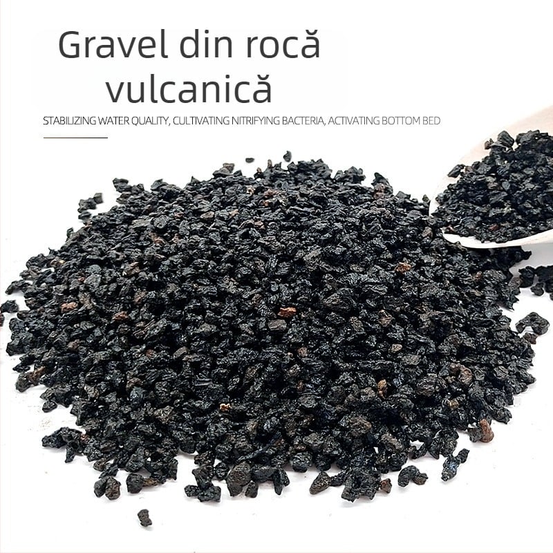 Pietre vulcanice negre pentru acvariu, nisip de fund pentru substrat și bază respirabilă pentru peisajul acvariului și ghivece cu suculente