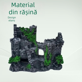 Decor acvariu din rășină: peșteră pentru pești și creveți, decor peisagistic din piatră, origine China, cutie cu 80 de bucăți, greutate 400 g