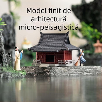 Mini peisaj cu pavilion montan pentru acvariu, decor în stil chinezesc, peisaj stâncos, modele bonsai din piatră.