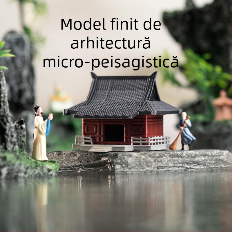 Mini peisaj cu pavilion montan pentru acvariu, decor în stil chinezesc, peisaj stâncos, modele bonsai din piatră.