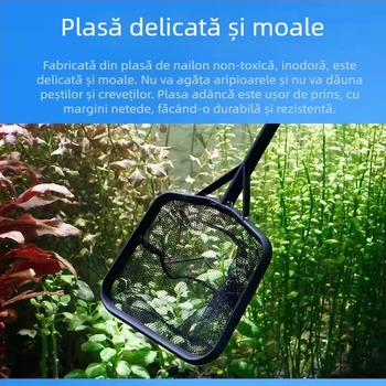 Plasă telescopică pentru acvariu, plasă de mână pentru pești ornamentali, formă pătrată