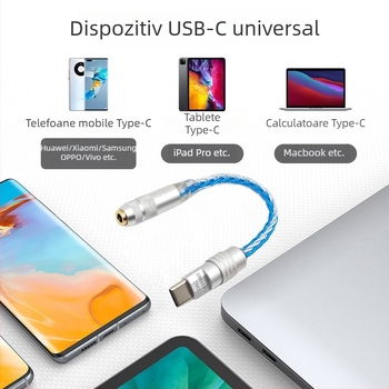 Cablu audio Type-C la 3,5 mm cu DAC de decodare digitală, conductor din cupru placat cu argint, model LC-0001