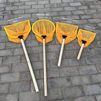 Plasă de pescuit cu cadru din lemn și plasă fină pentru prinderea peștilor și creveților, potrivită pentru pescuit în aer liber și acvacultură