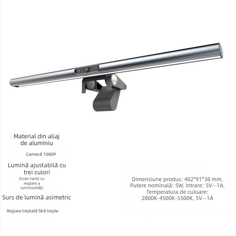 Lampă LED pentru ecran de videoconferințe, model S1 (aliaj din aluminiu; protecția ochilor; 1 kg)