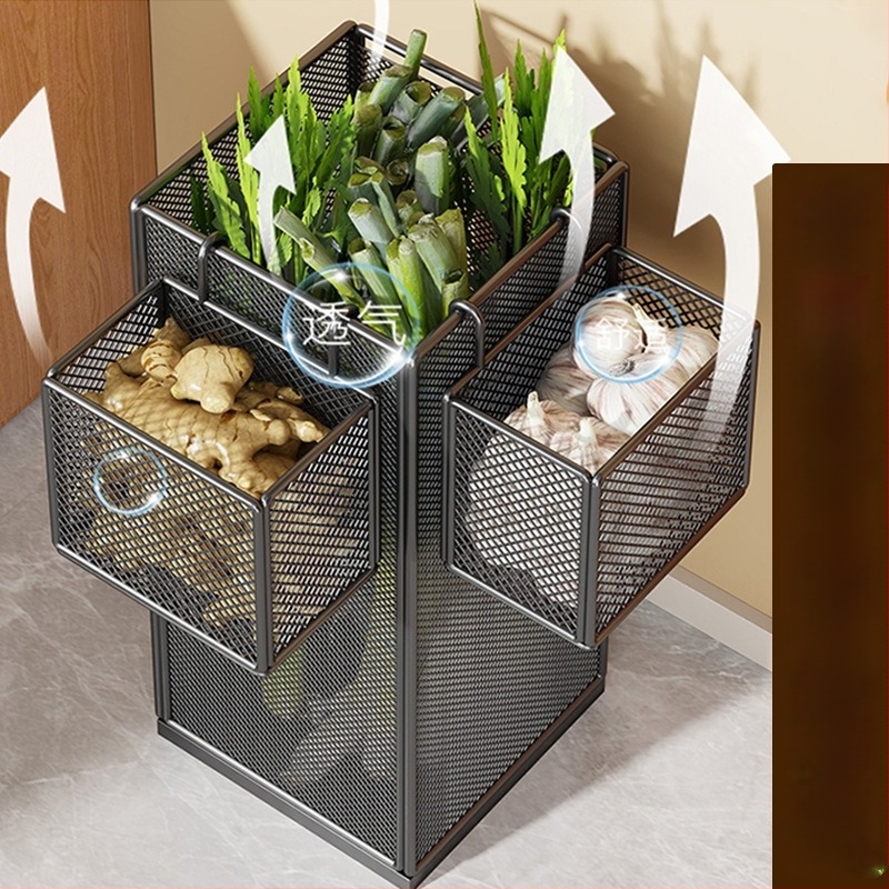 Raft organizator bucătărie din metal; soluție multifuncțională de depozitare pentru legume și condimente, montaj pe blat, 1 etaj, stil modern minimalist.