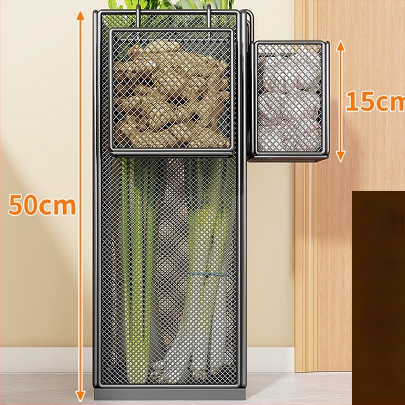 Raft organizator bucătărie din metal; soluție multifuncțională de depozitare pentru legume și condimente, montaj pe blat, 1 etaj, stil modern minimalist.