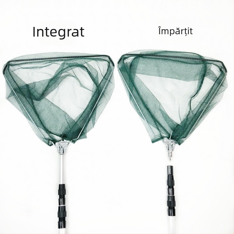 Plasă de pescuit pentru degajare din aliaj de aluminiu, plasă triunghiulară pliabilă, tijă telescopică, plasă detașabilă de degajare