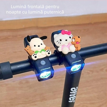 Far bicicletă frontal - Reîncărcabil, drăguț desen animat Pacha Dog, luminozitate înaltă, pentru biciclete MTB și de oraș