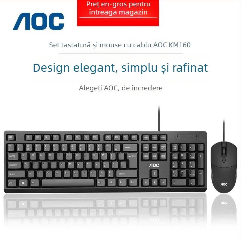 Set tastatură și mouse cu fir K10 pentru computer desktop – pentru birou și acasă