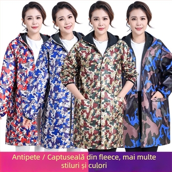 Palton de lucru pentru bărbați, căptușit cu fleece, model camuflaj, rezistent la praf, impermeabil, rezistent la frig