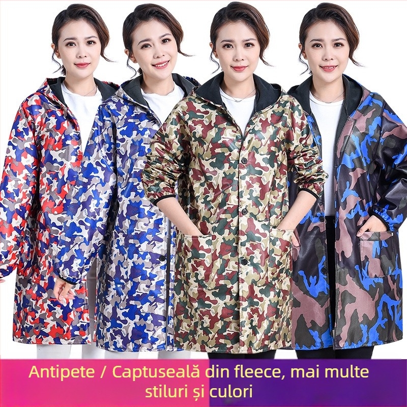Palton de lucru pentru bărbați, căptușit cu fleece, model camuflaj, rezistent la praf, impermeabil, rezistent la frig