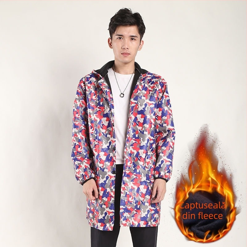 Palton de lucru pentru bărbați, căptușit cu fleece, model camuflaj, rezistent la praf, impermeabil, rezistent la frig