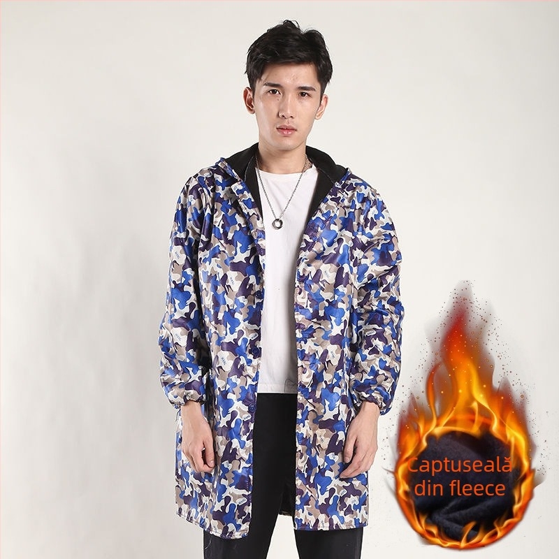 Palton de lucru pentru bărbați, căptușit cu fleece, model camuflaj, rezistent la praf, impermeabil, rezistent la frig