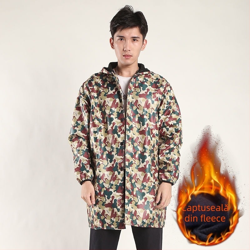 Palton de lucru pentru bărbați, căptușit cu fleece, model camuflaj, rezistent la praf, impermeabil, rezistent la frig