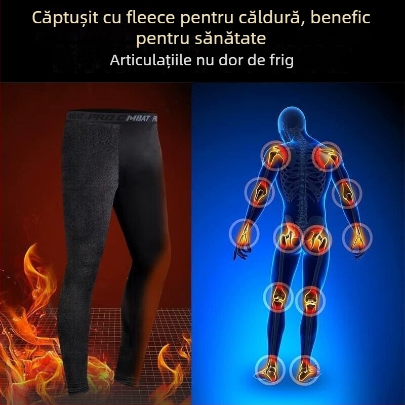 Set termic pentru bărbați, țesătură Mitsubishi Meiya Bi, căptușeală din fleece, trei straturi, fibră acrilică, mâneci lungi și pantaloni lungi, căptușeală velur