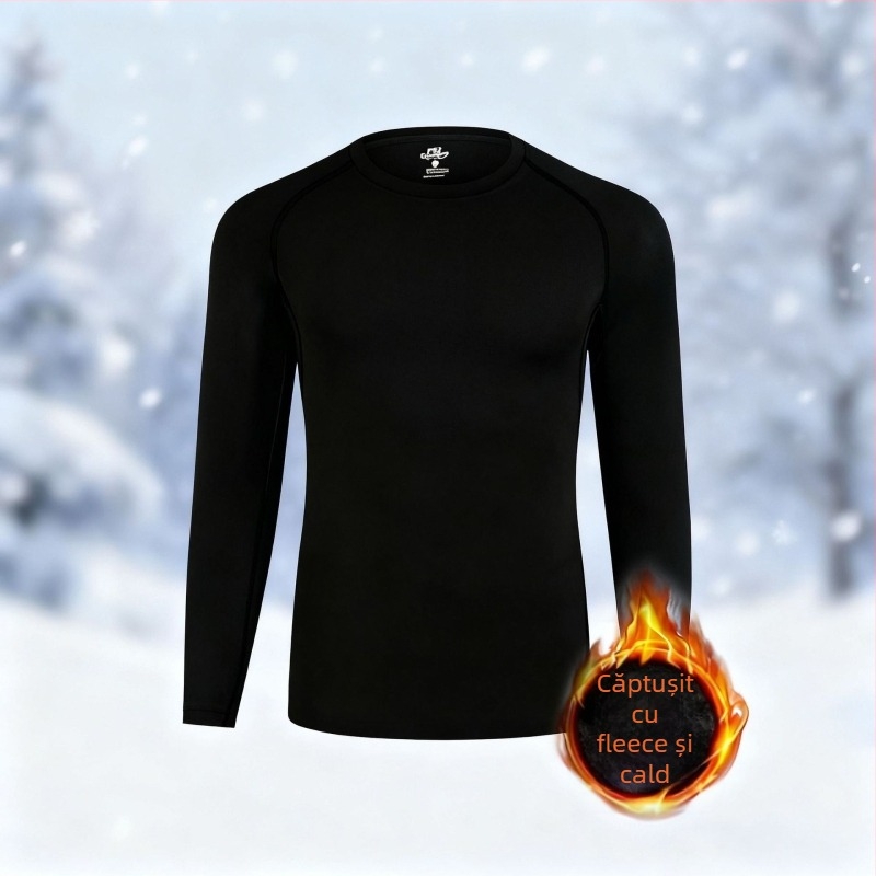 Set termic pentru bărbați, țesătură Mitsubishi Meiya Bi, căptușeală din fleece, trei straturi, fibră acrilică, mâneci lungi și pantaloni lungi, căptușeală velur