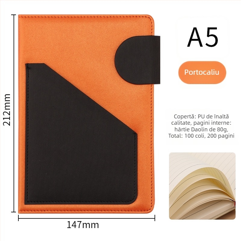 Jurnal cu copertă din piele sintetică, legare spirală, Dowling hârtie 80 g, 200 pagini, stil creativ - cj02